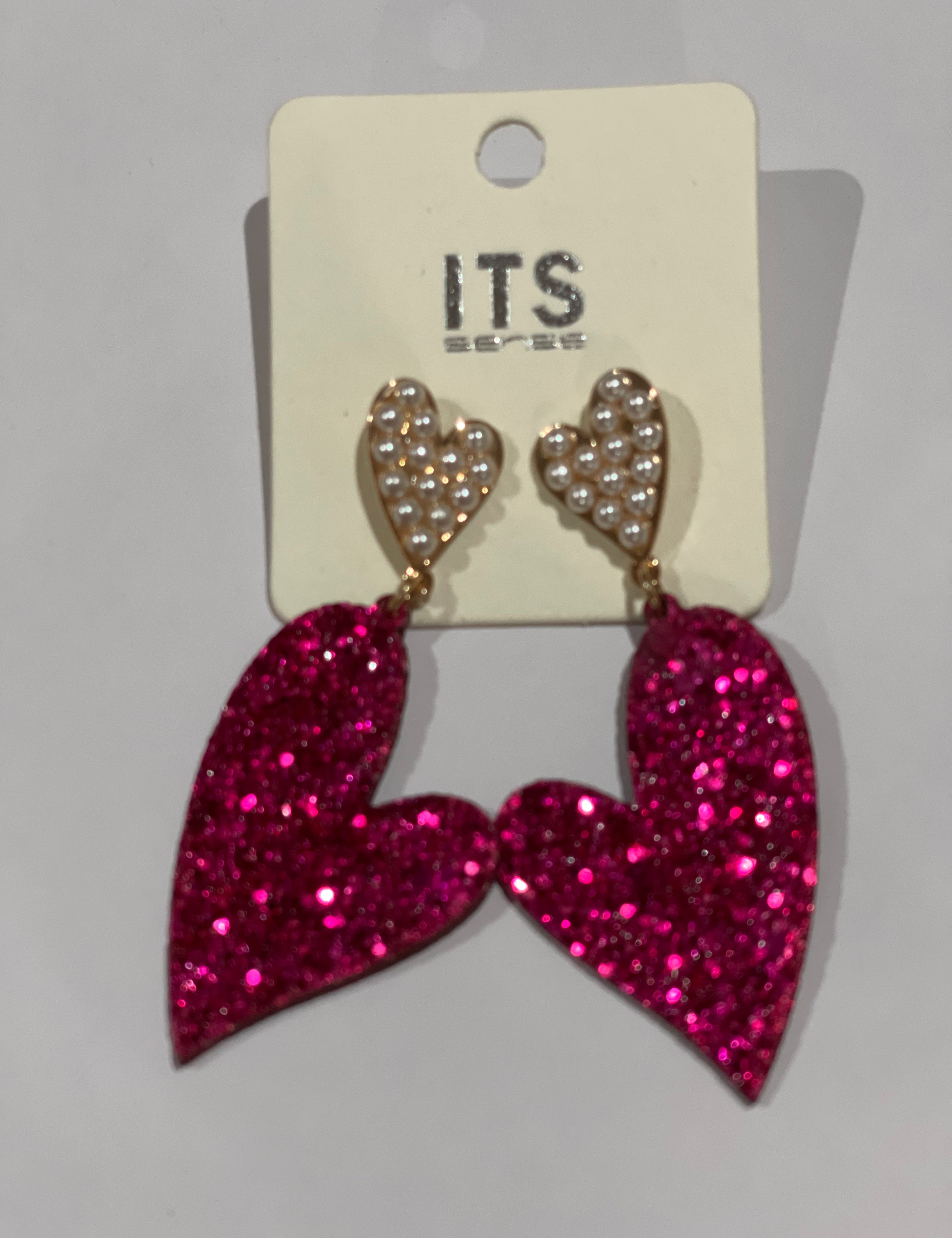 Glitter Heart Earrings