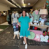Turquoise Tiered Guaze Dress