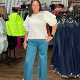Vivid Hues High Rise Flare Cropped Denim