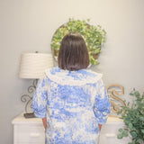 Vintage Print Button-Up Blouse