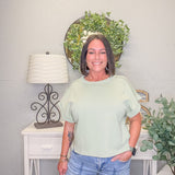 On the Go French Terry Crop – Sage Mint