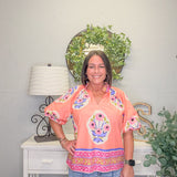 Umgee Embroidered Floral Blouse