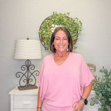 Blush Cocoon V-Neck Top