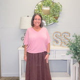 Brown Meadow Days Tiered Maxi Skirt