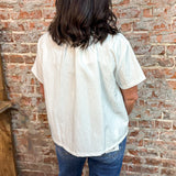 Stand Collar Short Sleeve Shirt - White
