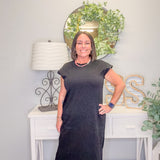 Curvy Everyday Cotton Blend Midi Dress with Side Slit