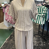 Taupe Stripe Wide Leg Pants