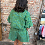 Green Dot Print High Waist Shorts