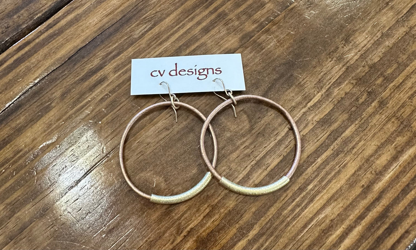 Gold Wrapped Leather Hoops