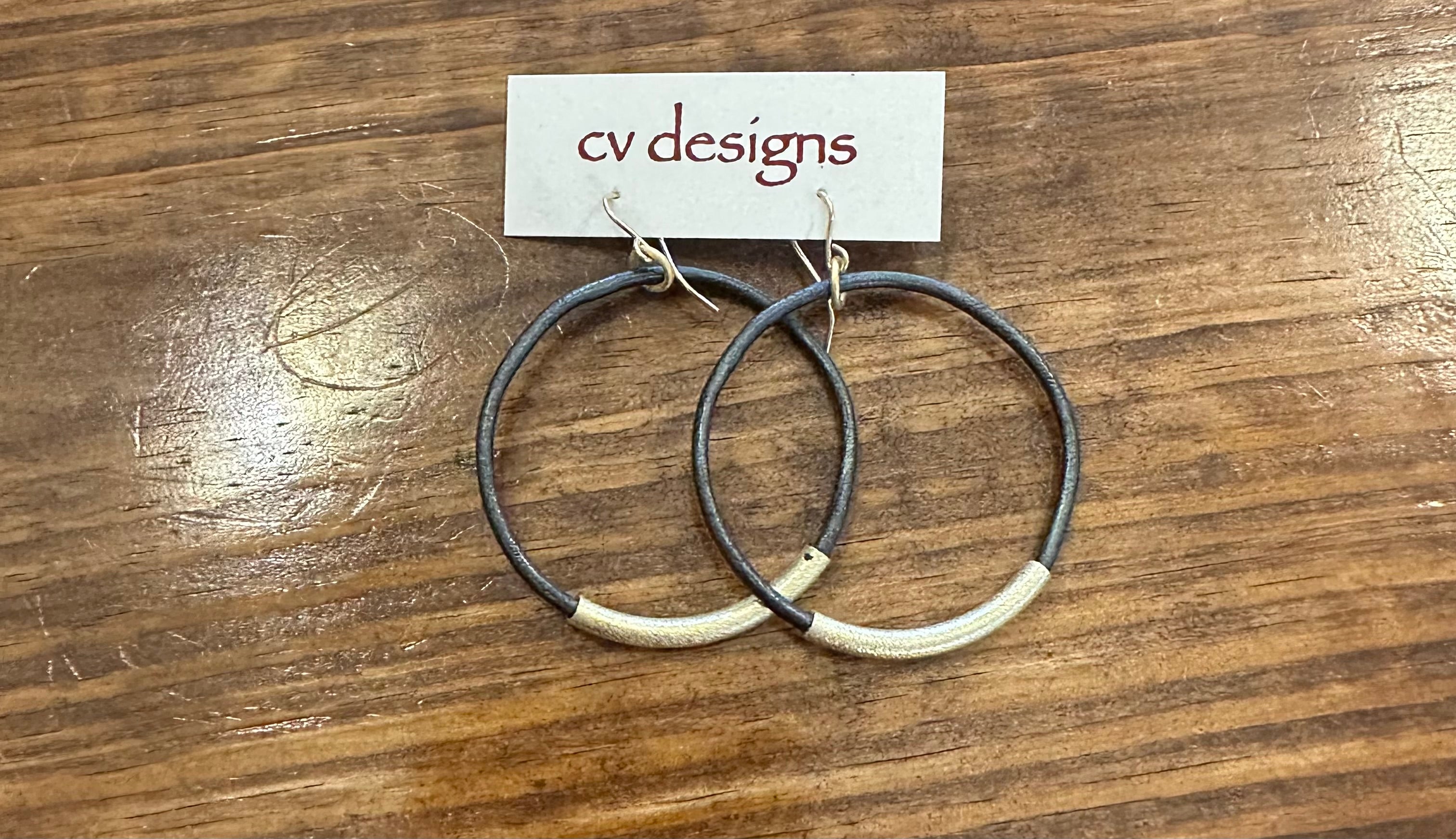 Gold Wrapped Leather Hoops