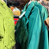 Hunter Green Ruffle Front Button-Up Top