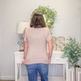 Taupe Ruffle Sleeve Solid Sweater