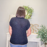 Contrast Trim Pocket Sweater Top