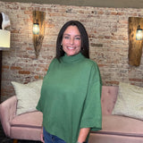 Olive Mock Neck 3/4 Sleeve Sweater