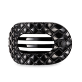 Jet Black Quilted Large Flat Round Hair Clip