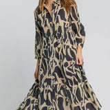 Two Tone Print Midi