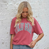 Lulu Mac Crimson Houndstooth Tee