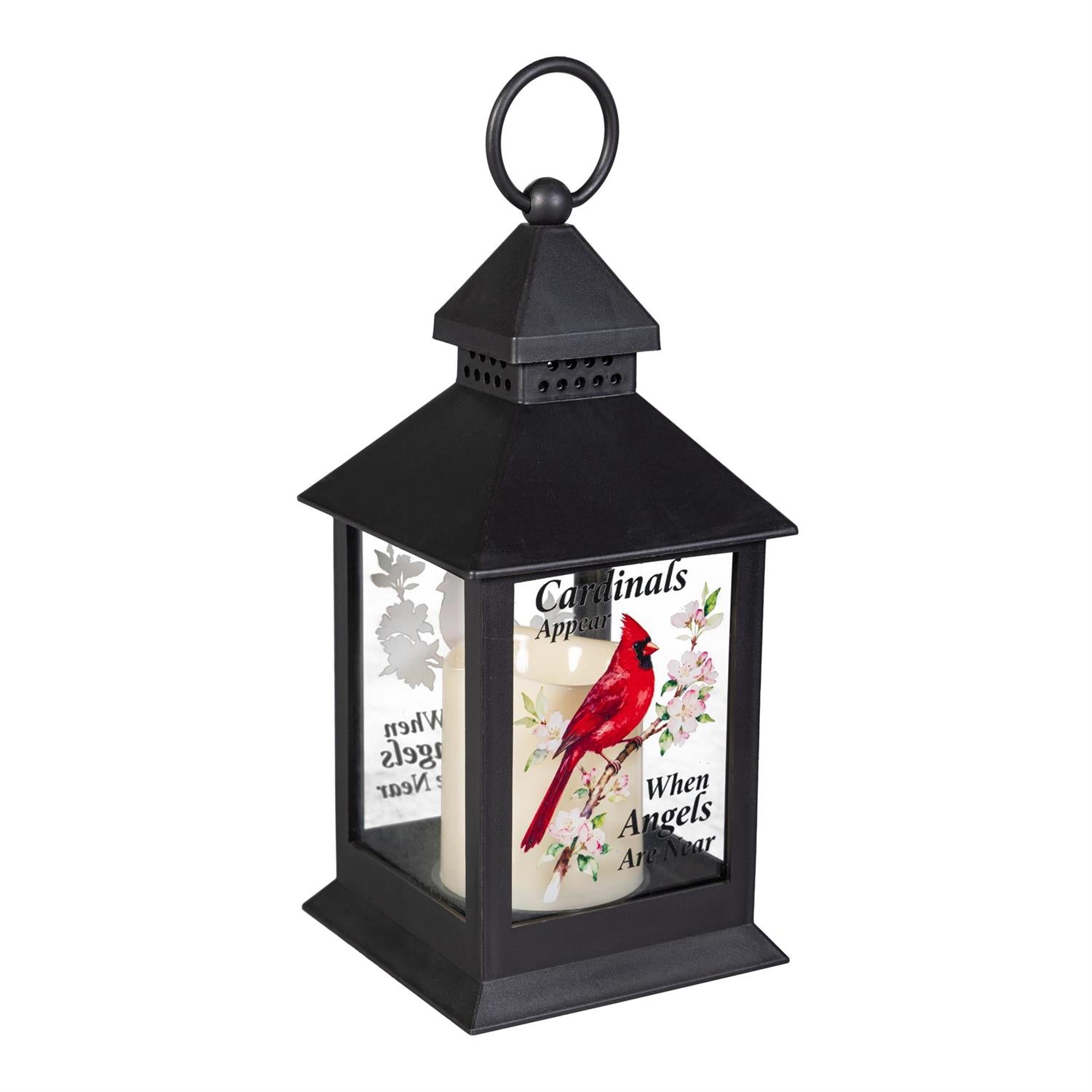 Cardinal Memorial LED Lantern with Flickering Flame