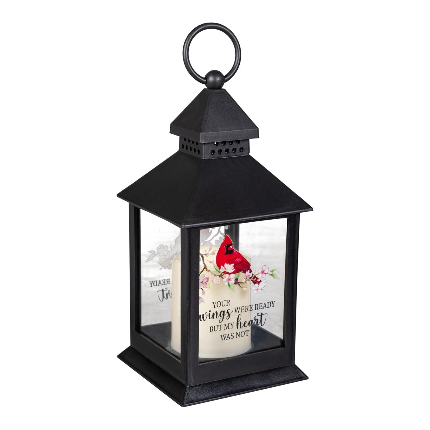 Cardinal Memorial LED Lantern with Flickering Flame