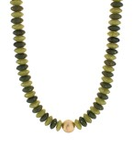 Olive & Gold Graduated Disc Bead Necklace