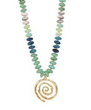 Turquoise Disc Bead Spiral Pendant Necklace