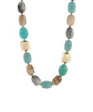 Turquoise & Beige Chunky Mixed Bead Necklace