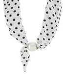 White and Cream Polka Dot Pearl Accent Scarf Necklace