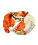 Orange & Ivory Floral Print Pearl Accent Scarf Necklace