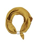 Mustard Pearl Accent Scarf Necklace