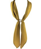 Mustard Long Pearl Accent Scarf Necklace