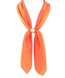 Orange Long Pearl Accent Scarf Necklace