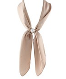 Beige Long Pearl Accent Scarf Necklace