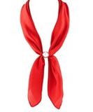 Red Long Pearl Accent Scarf Necklace