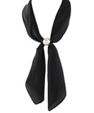 Black Long Pearl Accent Scarf Necklace