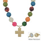 Multicolor Water-Resistant Cross Pendant Necklace