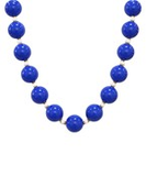 Royal Blue & White Gold Accent Round Bead Necklace