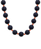 Navy & Orange Gold Accent Round Bead Necklace