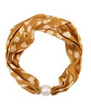 Light Brown Floral Pearl Accent Scarf Necklace