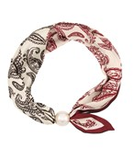 Red & Black Paisley Pearl Accent Scarf Necklace