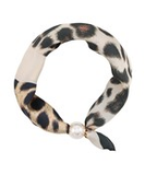 Leopard & Ivory Print Pearl Accent Scarf Necklace