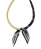 Black and Gold Beaded Scarf Tie Necklace