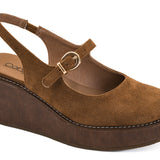 Corky’s Pity Party Wedge - Chestnut Faux Suede