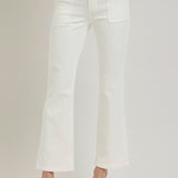 Risen Curvy Fit High Rise White Utility Flare Pants