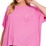 Candy Pink Oversized Ribbed Tee