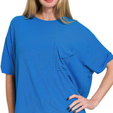 Ocean Blue Oversized Ribbed Tee