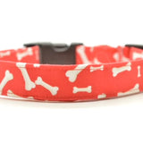 Medium Red Dog Bones Dog Collar