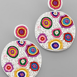 Color Beads Round Earrings