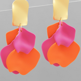 Fuchsia/Orange 2 Tone Petal Earrings