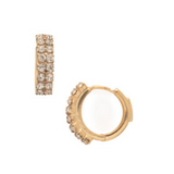 Double Crystal Huggie Hoop Earrings