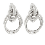 Silver Knot Clip On Earrings